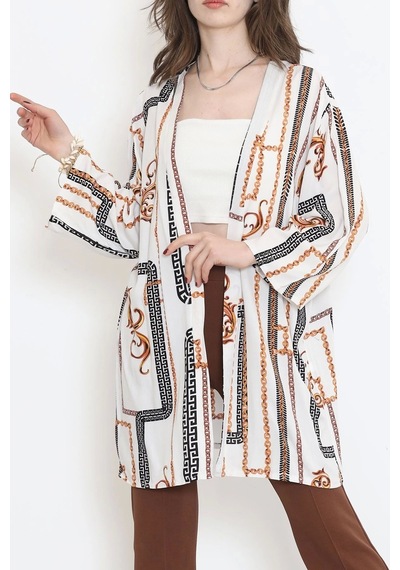 Desenli Kimono Beyazkahve - 1658.1095. Çok Renkli