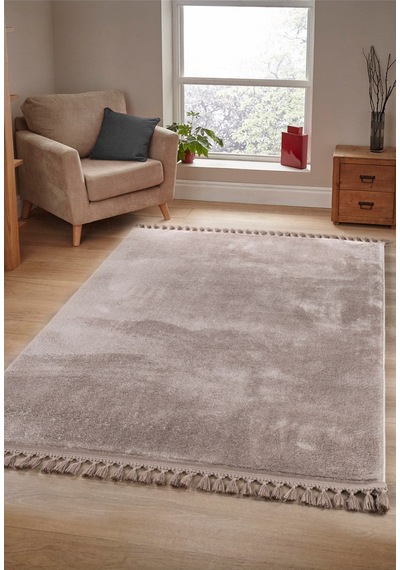 Vl Yuvarlak Comfort Ponpon Saçaklı Peluş Post Halı Kahverengi Halı Kahverengi P.saçaklı