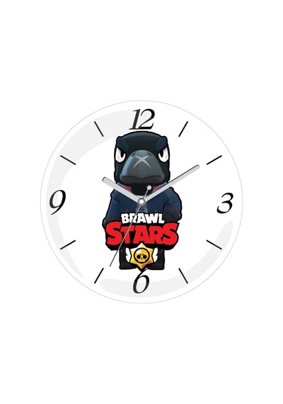 Brawl Stars Crow Sessiz Akar Bombeli Gerçek Cam Duvar Saati Çok Renkli
