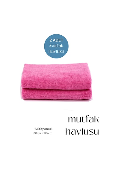 2 Adet Mutfak Havlusu El Yüz Havlusu Pembe