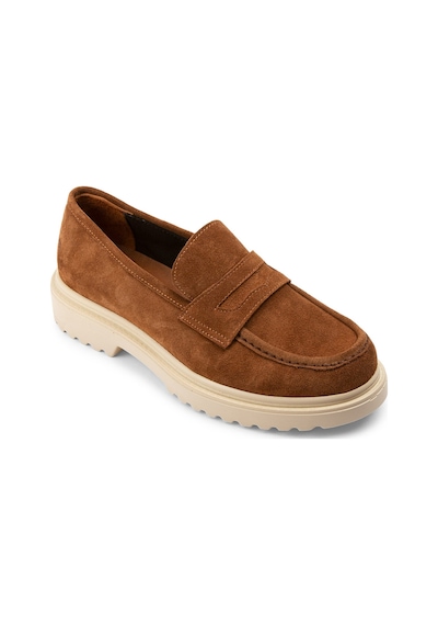 Deery Hakiki Süet Taba Rengi Loafer Kadın Ayakkabı - 01903ztbap01 Taba