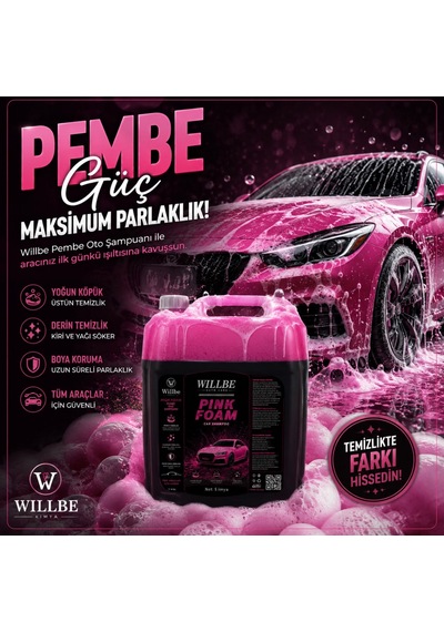 Willbe Auto Care Pembe Oto Şampuanı 5 Kg Pink Foam