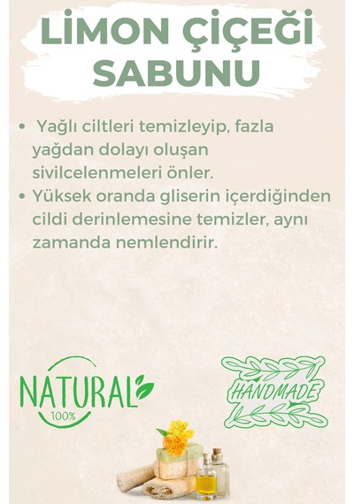 Kabak Lifli El Yapımı Doğal Limon Çiçeği Sabunu 120 G x 3 Adet
