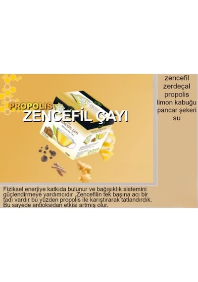 Sargılı Propolisli Zencefil Çayı 100 Gr 20 adet Doğal Bitkisel Gl