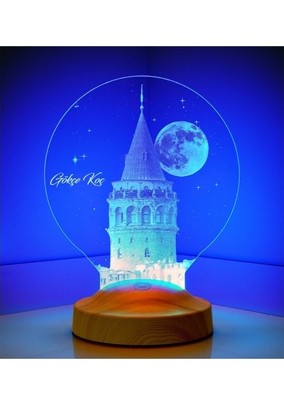 3D Galata Kulesi Kişiye Özel İsimli Led Lamba