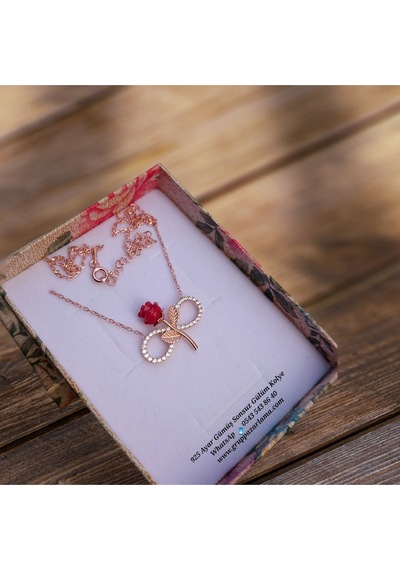 Modahilye 925 Ayar Gümüş Sonsuzluk Gül Rose Gold Kolye Rose Gold