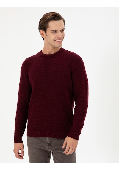 U.S. Polo Assn. Erkek Regular Fit Bisiklet Yaka Bordo Kazak 50297049-VR014