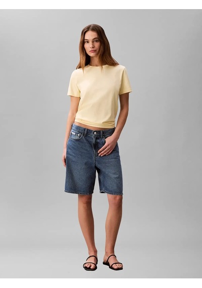 Calvin Klein Ss Monogram Crew Tee, 4my Sarı Kadın T-shirt