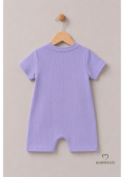 Babyden's Tavşan Figürlü Kız Bebek Şortlu Tulum %100 Pamuk Yazlık Tulum Günlük Bebek Tulumu 0-9 Ay Lila