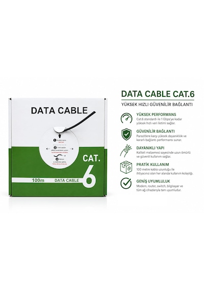 Kant.tech 100m U-utp Pe 23awg Outdoor Cat6 Network Kablo Yüksek Iletim 100 Metre -