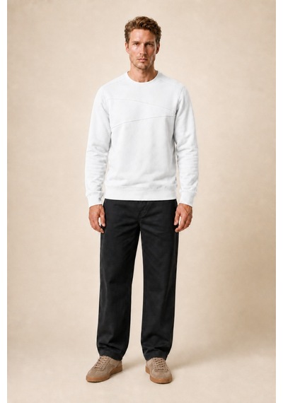 Redline Lines Regular Fit Kışlık Sweatshirt Beyaz
