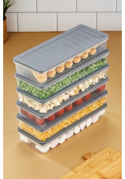 Multi Box 6 Lı Set Saklama Kabı Seti - Dondurucu & Mikrodalga Uyumlu Gri