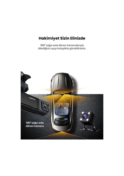 4 Lensli Full Hd 1080p 3.16" Ekran Araç İçi Kamera 4 Kamera Ayarlanabilir Açı Hareket Algılama