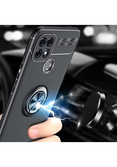 Oppo A15 Kılıf Zore Ravel Yüzüklü Silikon Kılıf