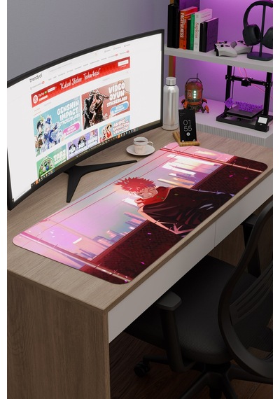 Jujutsu Kaisen Anime V4 - 90x40 Xxl Gaming Kauçuk Kaymaz Taban Mouse Pad Fare Altlığı
