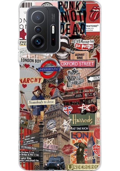 Xiaomi Mi 11t - 11t Pro Uyumlu Londra Baskılı Silikon Kılıf Renkli