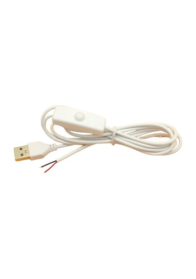 2 Amper Swich Li Usb Erkek Kablo 1 Metre Anahtarlı Açık Uçlu Beyaz Usb Kablo