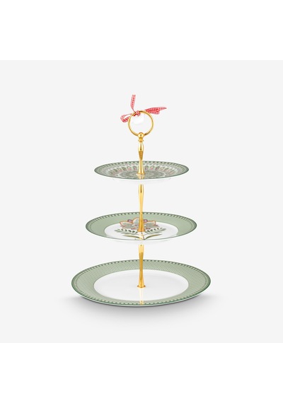 Yeşil Porselen Kek Standı 26,5 Cm