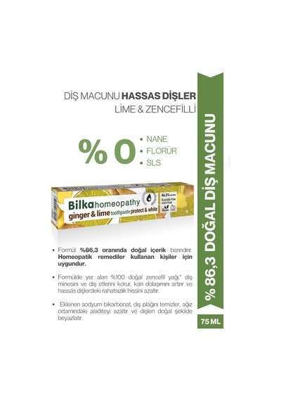 Bilka Homeopathy Florürsüz Ginger & Lime Diş Macunu 75 ML