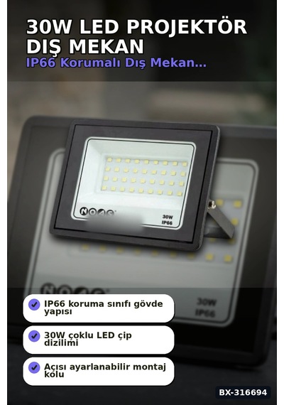 Led Projektör 3200k Gün Işığı Ultra Slim Ip66 Mekan Aydınlatma Bx-316694