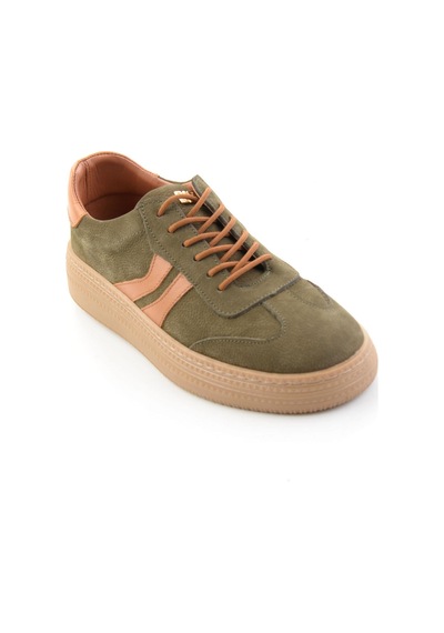Bambi Yeşil Nubuk Hakiki Deri Kadın Sneaker K01753222201