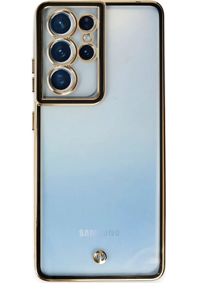 Newface Samsung Galaxy S21 Ultra Kılıf Liva Lens Silikon - Siyah Mavi