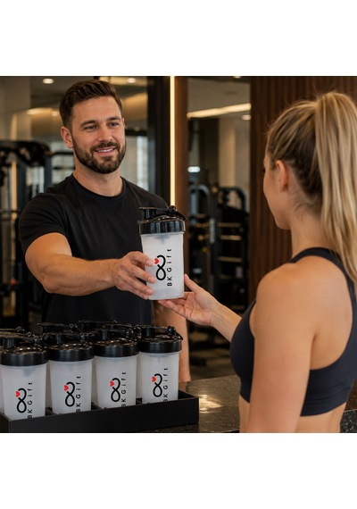 Logonuza Özel 50 Adet S102 550 Ml Shaker - Kapaklı Sporcu Shaker Beyaz
