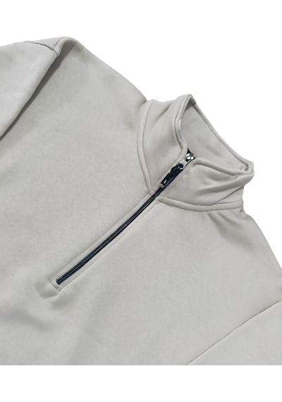 Yarım Fermuar Sweatshirt Bej