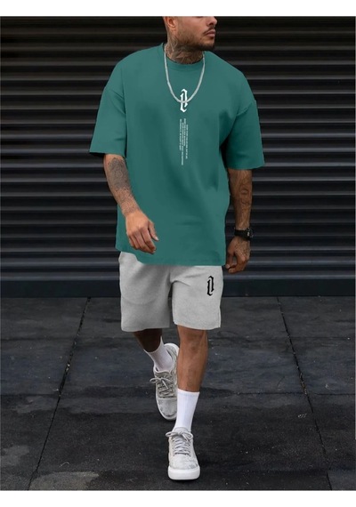 Altamira Erkek Dikey Baskılı T-shirt Şort 001