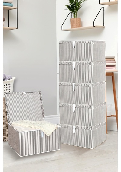 4 Adet Kapaklı Kutu Hurç Maxi Boy 50*40*30* Çok Amaçlı Kutu Hurç Gri
