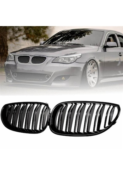 Bmw E60 M5 Ön Böbrek Panjur Piano Black 2003 - 2009 Çift Tırnak