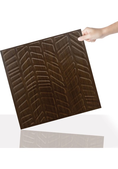 3 Boyutlu Duvar Paneli Kabartmalı Kılçık Desen Pvc 41x41 Cm/ 6 Adet /1 M² Teak