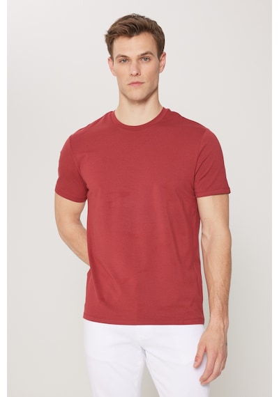 Ac&Co / Altınyıldız Classics Erkek Bordo Standart Fit Normal Kesim Bisiklet Yaka Pamuklu Tişört Bordo