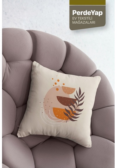 Bohem Duvar Tabloları Yapraklar Desenli 4lü Dijital Baskılı Kırlent Kılıfı 43 X 43 Cm Krem 044 Krem-hardal