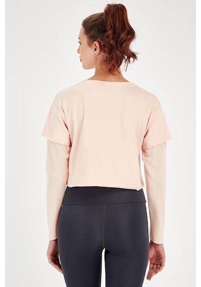 Maraton Active Regular Kadın Bisiklet Yaka Uzun Kol Fitness Mercan Sweatshirt 18557-mercan