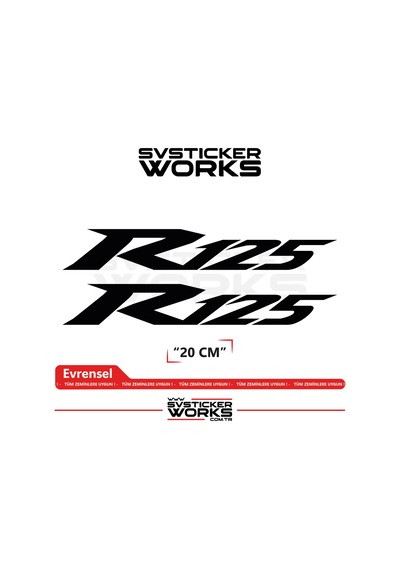 Yamaha R125 Uyumlu Yazı Sticker Yüksek Kalite Özel Kesim Folyo 2'li Set Siyah