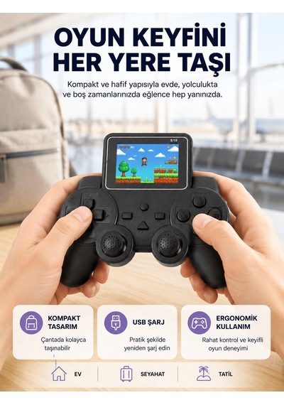 Mini Retro Oyun Konsolu S10 2.8 İnç Ekran Taşınabilir Klasik Atari Yeni Nesil Aklby-bsva58