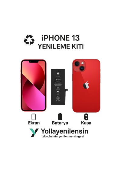 Apple Uyumlu iPhone 13 Kiti Ekran + Batarya + Arka Kasa Model , Yüksek Kalite Parçalar