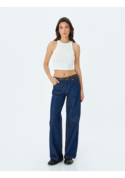 Koton Normal Bel Bol Kalıp Geniş Paça Kot Pantolon - Wide Leg Jeans Koyu İndigo 5sal40144md İndigo Koton Normal Bel Bol Kalıp Geniş Paça Kot Pantolon - Wide Leg Jeans Koyu İndigo 5sal40144md İndigo
