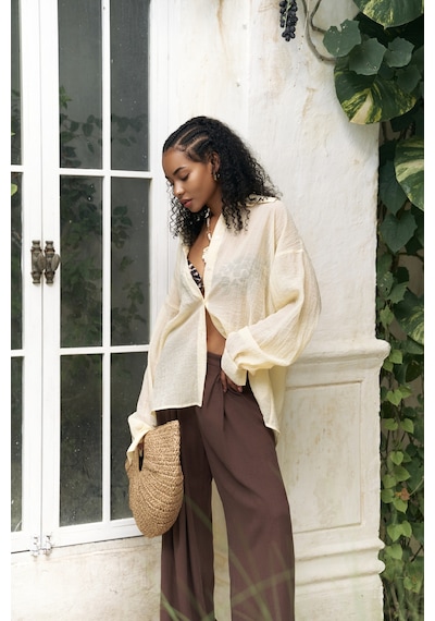 Mai Collection Mai Studios Co. Syaritta Oversize Sarı Transparan Gömlek sarı