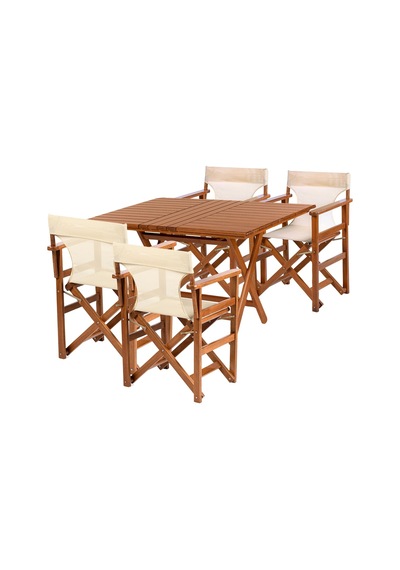 Motoryagmarket Rejisör Bahçe-Balkon Seti: 80 x 120 CM Masa + 4 Katlanır Sandalye Ceviz Motoryagmarket Rejisör Bahçe-Balkon Seti: 80 x 120 CM Masa + 4 Katlanır Sandalye Ceviz