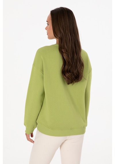 U.S. Polo Assn. Kadın Fıstık Yeşili Şardonlu Bisiklet Yaka Basic Sweatshırt 50313586-VR087