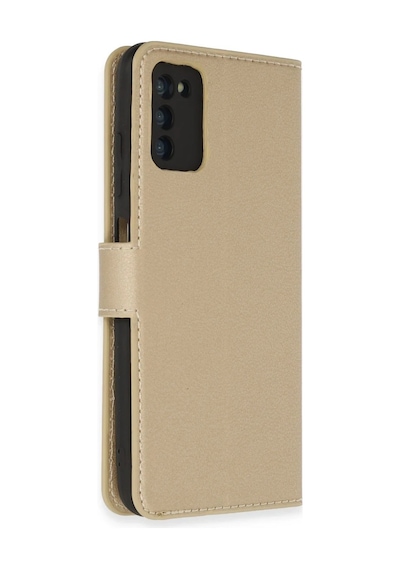 Gees Global Samsung Galaxy A03s Kılıf Trend S Plus Kapaklı Kılıf - Gold Gbzs