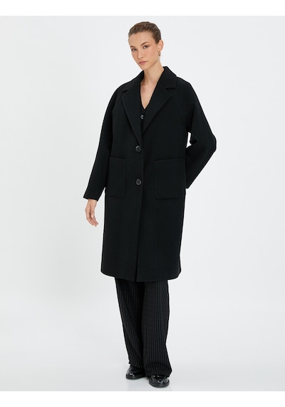 Koton Oversize Uzun Kaşe Kaban Kruvaze Düğmeli Cepli Siyah 4wak00050ew 4WAK00050EW999 Siyah Koton Oversize Uzun Kaşe Kaban Kruvaze Düğmeli Cepli Siyah 4wak00050ew 4WAK00050EW999 Siyah