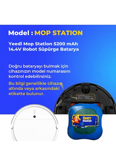 Yeedi Mop Station 5200 Mah 14.4v Robot Süpürge Batarya