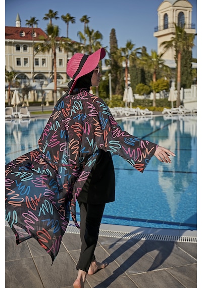 Remsa Neon Şifon Kimono Pareo Rms-rp013-26 Siyah