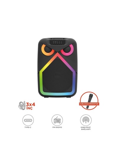 Bluetooth Hoparlör Baykuş Görünümlü 50w Rgb Led Işıklı Kablosuz Mikrofonlu Taşınabilir Karaoke Speaker
