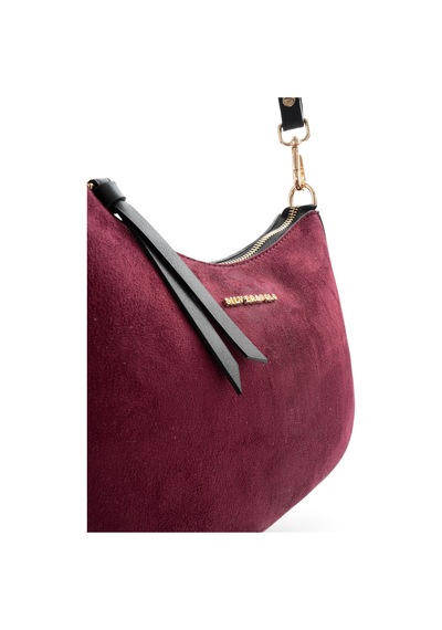 Silver & Polo Silver Polo Bordo - Siyah Süet Kadın Omuz Çantası Sp1259