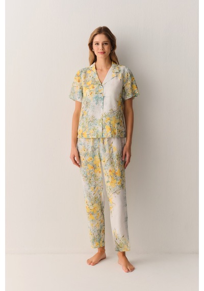 Suwen Sunny Modal Gömlek Yaka Pijama Takımı Sh26556660b625 Sarı