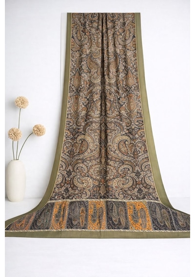 Shawl Secret Glamour Pamuklu Etnik S Al 2 - 52851 Açık Yeşil Turuncu Turuncu